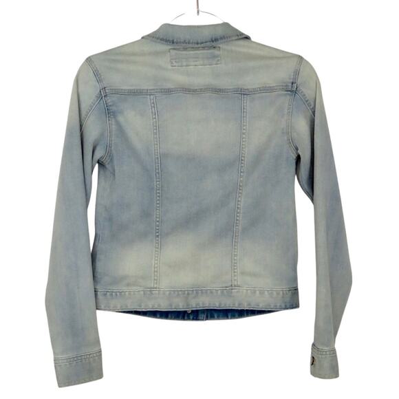 Express Light Wash Jean Jacket XS Classic Denim Jacket Fitted Extra Small XS - Picture 4 of 9